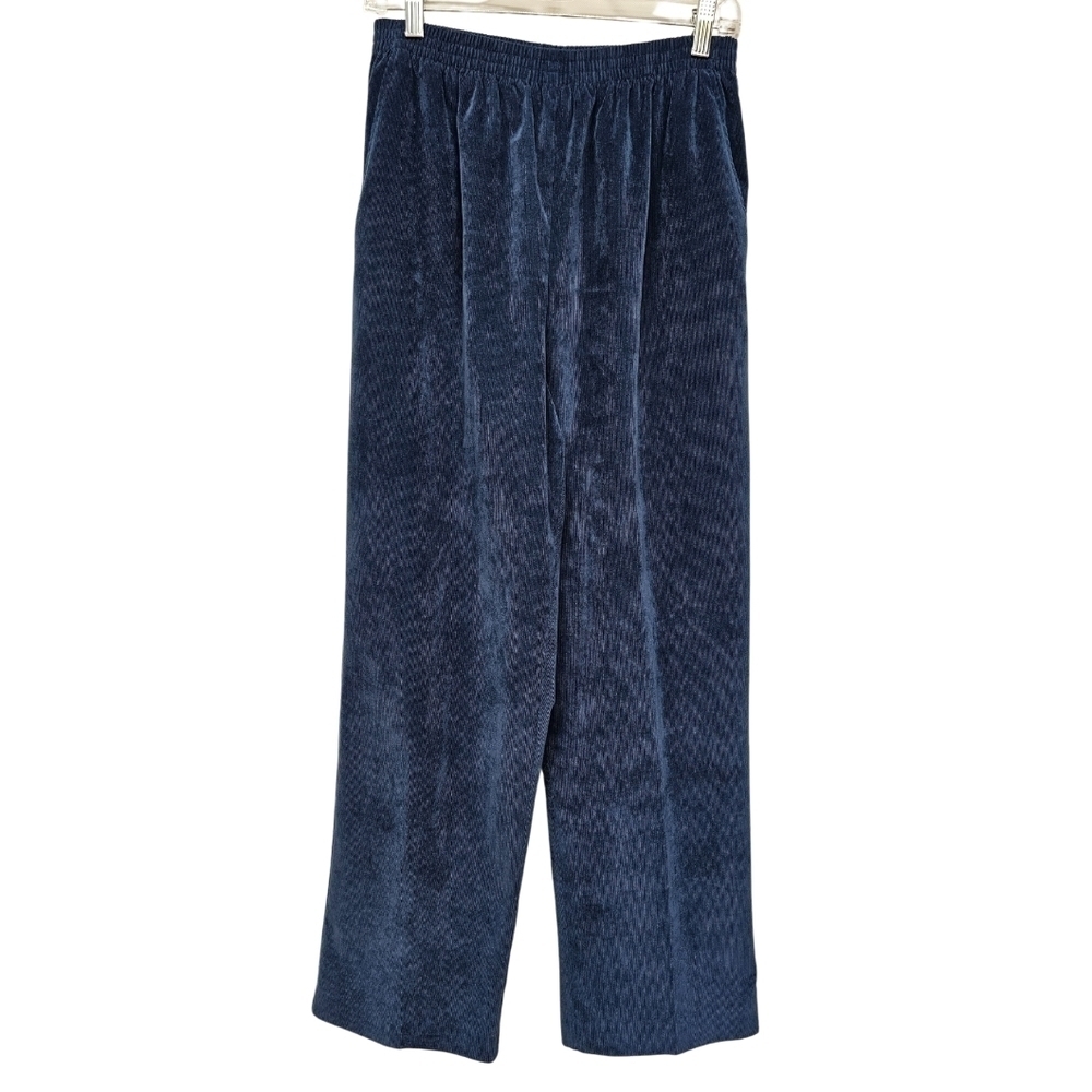 Alfred Dunner Corduroy Pants Elastic Waist, Steele Blue, Size 12